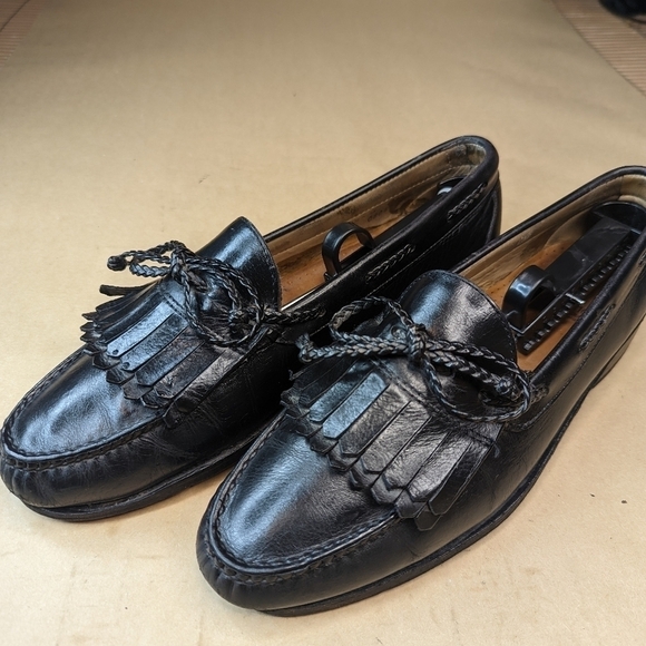 Allen Edmonds "Alton" Double Kiltie Black Leather Loafers. Men's Size 9.5C. Nice - Picture 2 of 11